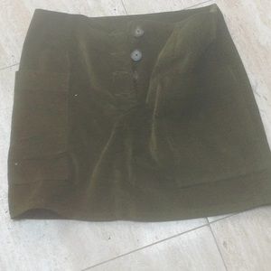 Velvet green mini skirt